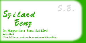 szilard benz business card